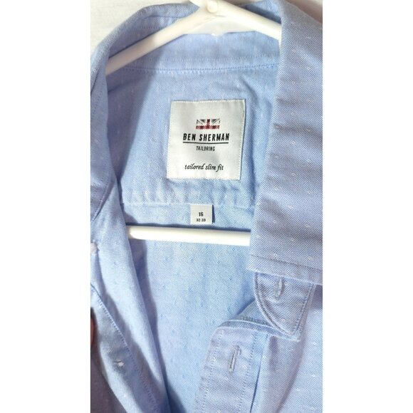 Ben Sherman Long Sleeve Men's Shirt Size 16 32/33 Light Blue - Picture 4 of 6